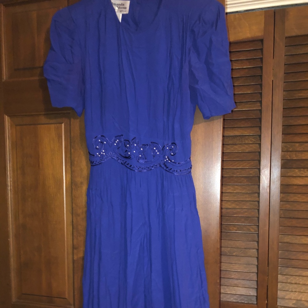 Purple amanda adams dress with soft shoulder pads